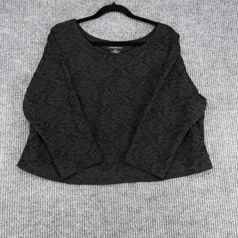 Lane Bryant black lace top women's 22/24 plus size goth dressy sheer chic blouse